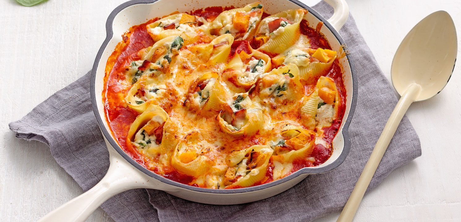 Baked Pumpkin, Spinach and Ricotta Stuffed Shells