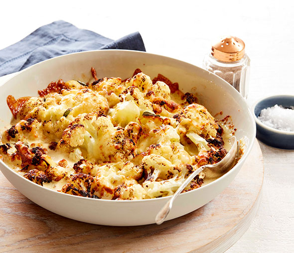 Creamy Sweet Potato, Cauliflower Bake